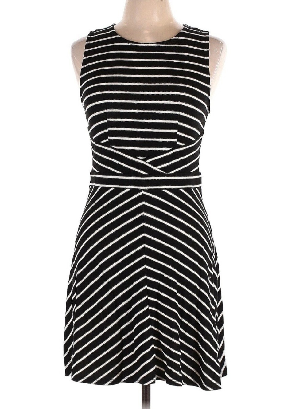Rewind Size M Striped Fit-and-Flare Mini Dress